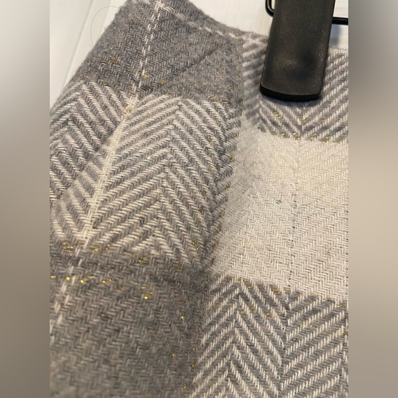 Tommy Hilfiger Size 10 Wool Blend Lined Gray Gold Metallic Plaid Pencil Skirt - Picture 4 of 10